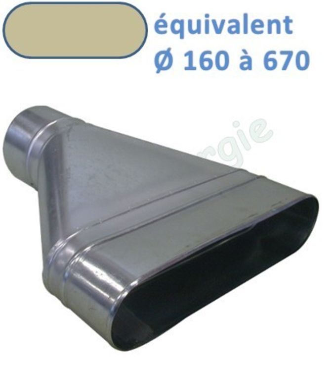 ROCTP - Réduction Tangentielle sur Plat Galva Oblong Cylindrique - Hauteur 215 mm - Largeur 675 mm Vers Ø 400 mm