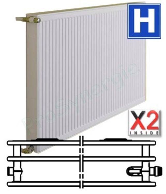 Radiateur Profilé Compact Horizontale Hygiène Type 30 - Therm X2 - H x L = 400 x  600 mm Puissance  620 W