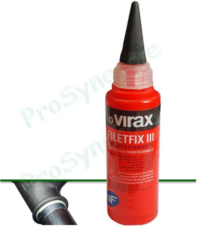 Filetfix III Virax - Flacon 60 ml de résine polymère d'étancheité pour raccords filetés - 1 flacon conditionné par 15