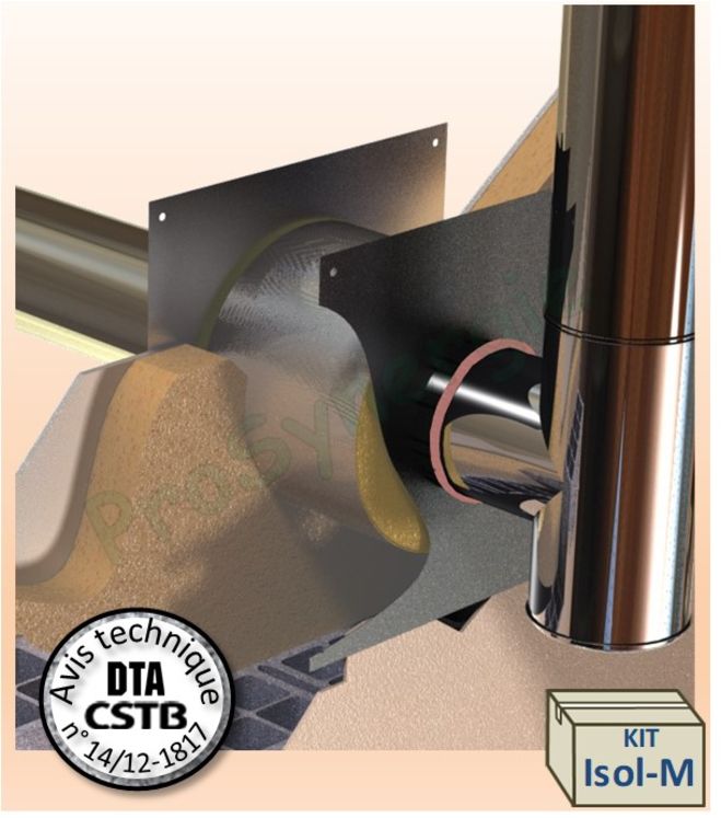 Kit ´´Isol-Mur BBC´´ Isolant thermique et phonique certifié + Plaque étanche haute T° pour conduit fumée Øext. 125 à 350 mm