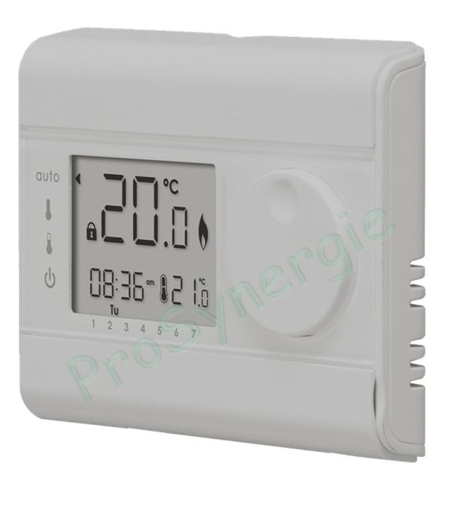 Thermostat d´ambiance numérique filaire +5 à +30°C (2 pilles LR6 1.5V) avec programme hebdomadaire (confort / réduit) - contact inverseur 230V 5(2)A IP30
