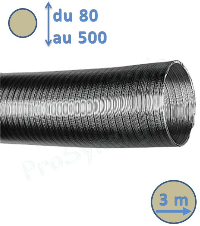 Gaine Semi-rigide Alu Ø  80 mm - Longueur 3 m