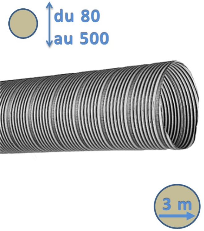 Gaine Semi-rigide Galva Ø 100 mm - Longueur 3 m