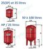 Vases sanitaires ACS eau potable froide/chaude sur pieds à bride, vessie série Ultra-Pro Contenance 100 Litres Ø x Haut. = 450 x 950mm - Raccord ØM1´´ + raccord ØM1/2´´