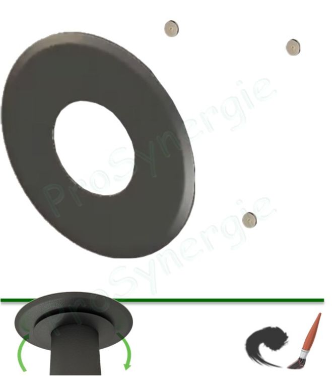 Rosace de finition noire (avec 6 aimants) Øext. 223mm pour conduit de fumée Ø 100mm