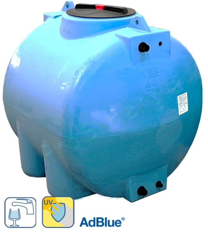 CHL 1000 - Cuve aérienne cylindrique horizontale (eau potable ou récupération d´eau de pluie) 1 000 litres HxØxL =1155x1100x1150mm