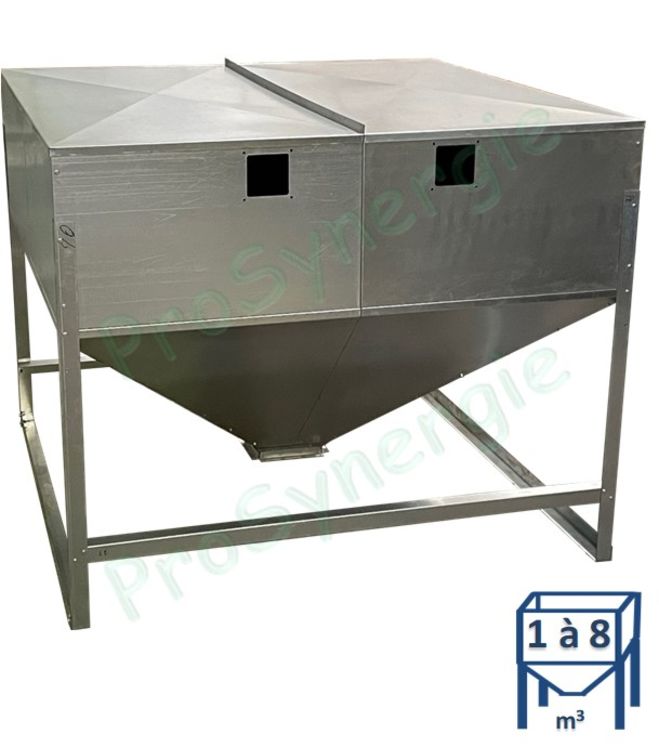 Modusilo - Silo à granulés 1 à 8 m³ - Acier galvanisé livré en kit avec raccordement bas sur bride 323x323mm