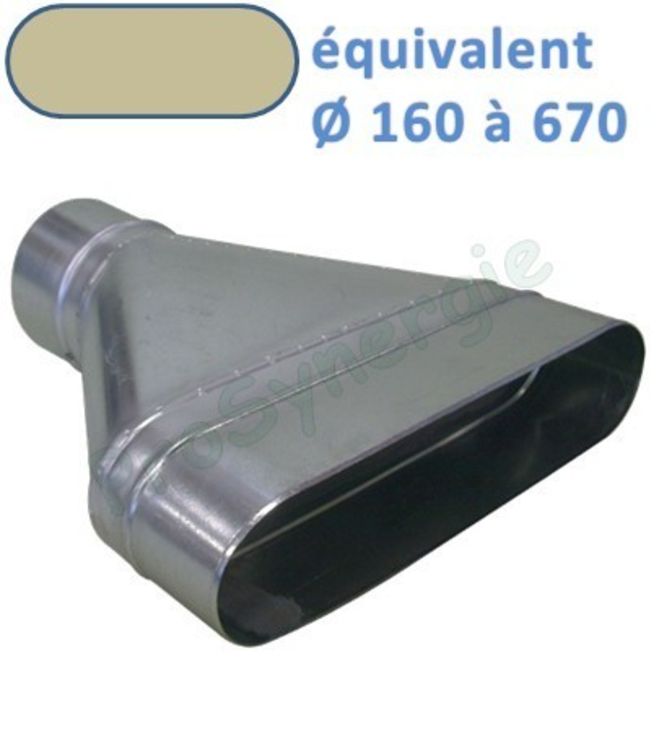 RCOC - Réduction Concentrique Galva Oblong Cylindrique - Hauteur 100 mm - Largeur 350 mm Vers Ø 160 mm