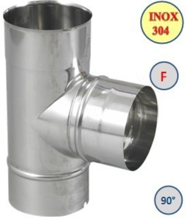 Té Fumisterie à 90° (piquage femelle) Ten Inox 304 Pro (4/10ème) - Ø 125 mm