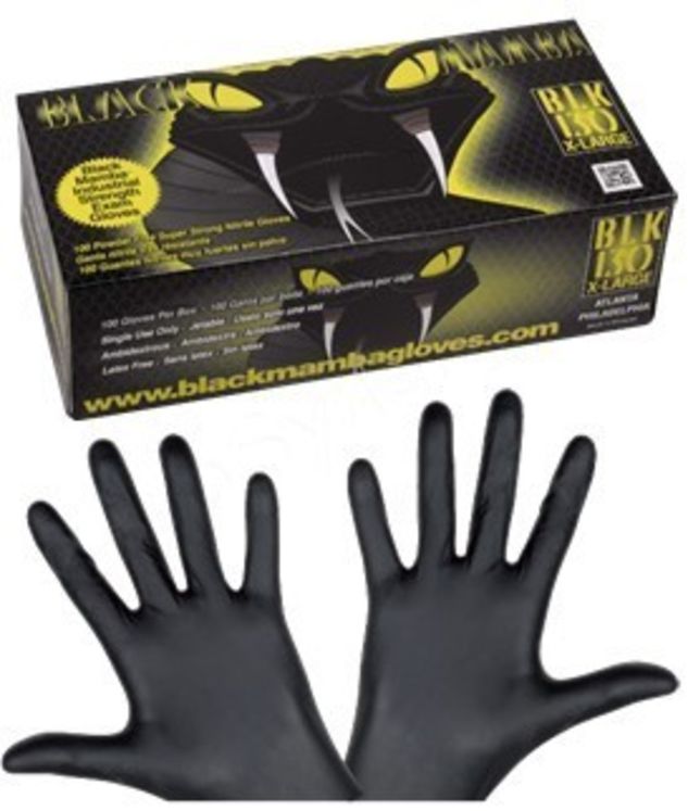 Boîte de 100 gants jetables ultra-résistants NITRILE - Black Mamba - Taille L