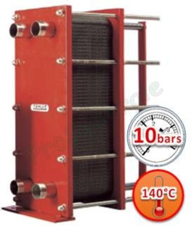 Echangeur Z3 10bars 2,47m² 19 plaques Inox démontables joint EPDM 140°C 39m3/h 4 x Inox G 2´´M (HxLxP) 780x340x112,7mm - 115,2Kg