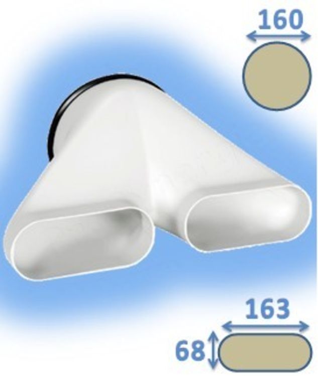 Culotte Ø 160 mm - 2 x ovale 163x68mm pour raccordement caisson Optiflex