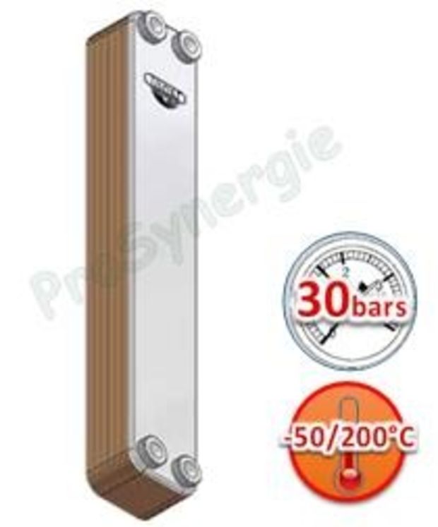 Echangeur ZB 350 10bars 20 plaques Inox brasées - 240°C 4 x Inox G ¾´´ (HxLxP) 467x77x53mm - 3,5Kg