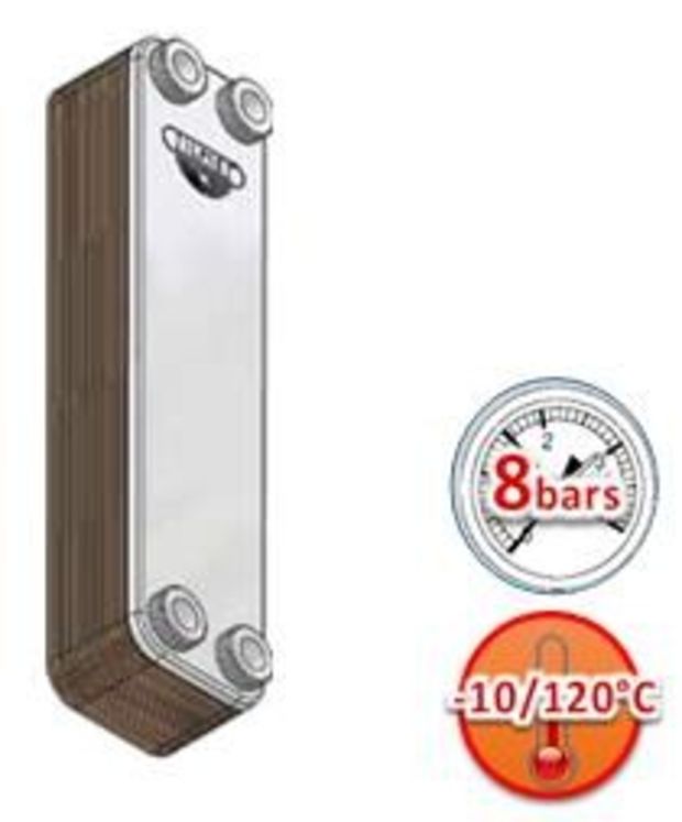 Echangeur ZB 315 10bars 14 plaques Inox brasées - 240°C  (HxLxP) 315x78x39,2mm - 1,523Kg