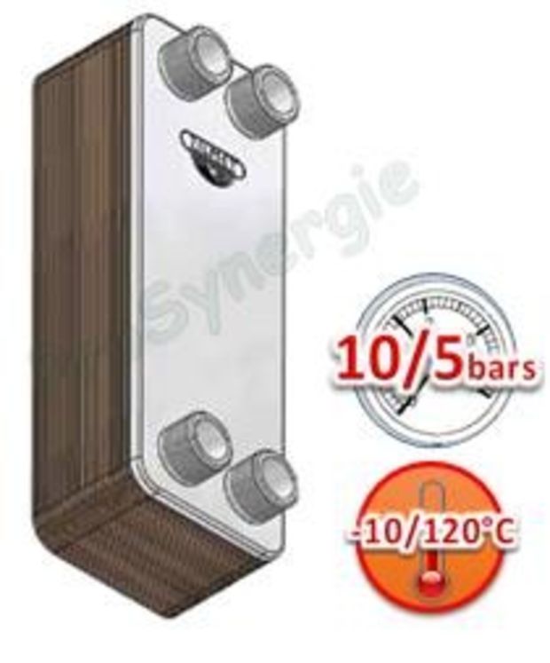 Echangeur ZB 250 (ZB 35-20) 30bars 20 plaques Inox brasées - 240°C 4 x Inox G 1“ (HxLxP) 310x112x61mm - 4Kg