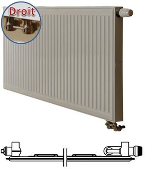 Radiateur Profilé Horizontal à Vanne intégrée Type 10 - Raccordement Droit - H x L = 300 x 1000 mm Puissance  335 W