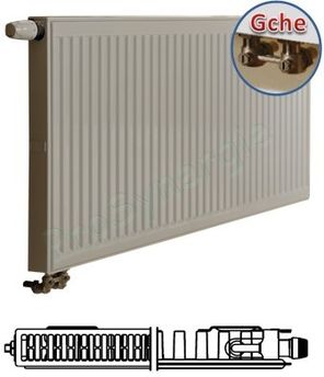 Radiateur Profilé Horizontal à Vanne intégrée Type 11 - Raccordement Gauche - H x L = 400 x 2600 mm Puissance 1812 W