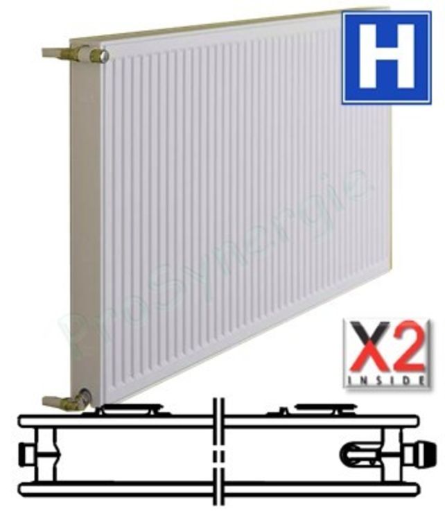 Radiateur Profilé Compact Horizontale Hygiène Type 20 - Therm X2 - H x L = 400 x  600 mm Puissance  442 W