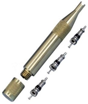Tournevis démonte valve shrader avec réservoir de valve