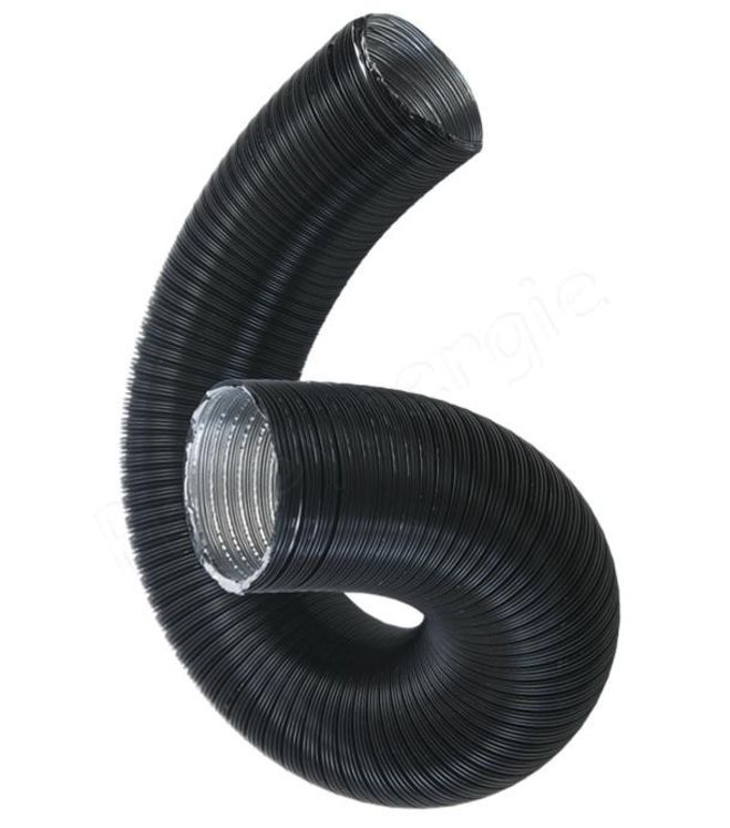 Tuyau flexible Ø 60 à 100mm alu noir (RAL9030) extensible jusqu'à 1,5 mètres (amenée d´air frais Bioten)