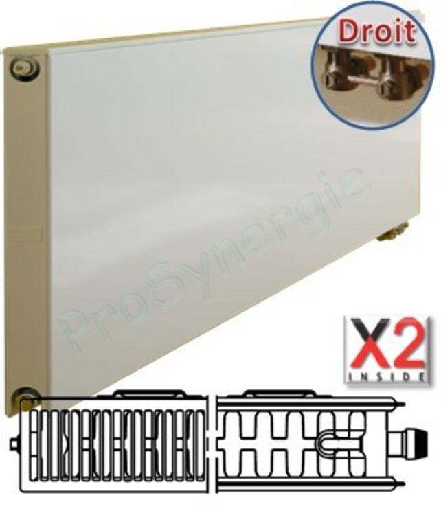Radiateur Plan à Vanne intégrée Horizontal Type 22 - Raccordement Droit - Therm X2 - H x L = 305 x 1005 mm Puissance  907 W