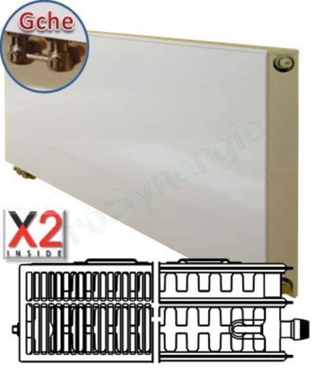 Radiateur Plan à Vanne intégrée Horizontal Type 33 - Raccordement Gauche - Therm X2 - H x L = 505 x  405 mm Puissance  770 W