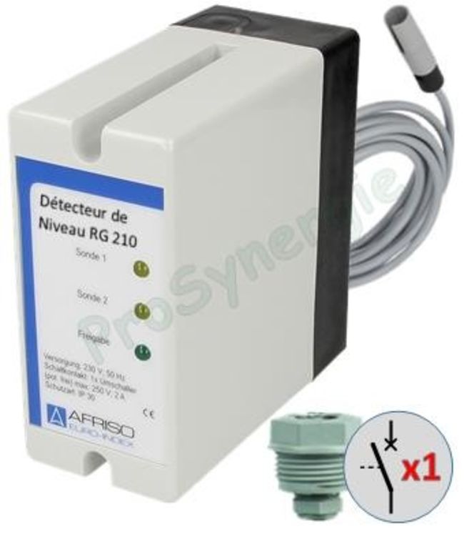 Kit détecteur et régulateur de niveau RG 212 + 2 sondes pour Fioul avec flexible conducteur froid type 937