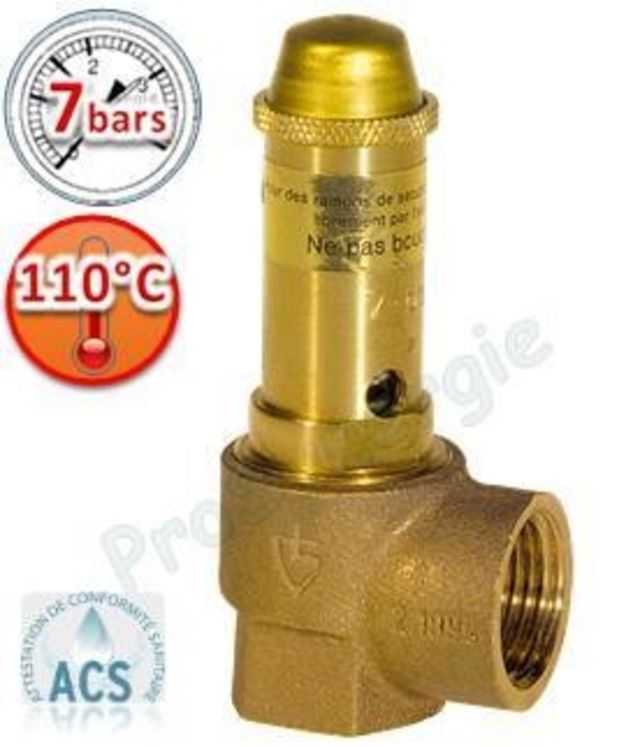 Soupape sanitaire Corps Bronze - Tarage 7 bar - F 1´´