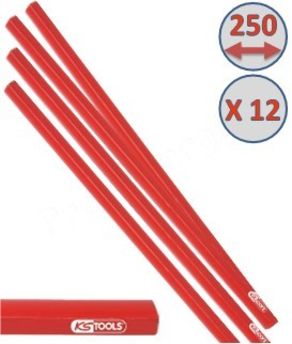 Lot de 12 Crayon de charpentier rouge 25 cm