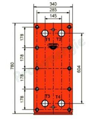 Echangeur Z3 16bars 6,11m² 47 plaques Inox démontables joint EPDM 140°C 39m3/h 4 x Inox G 2´´M (HxLxP) 780x340x215,1mm - 157,6Kg