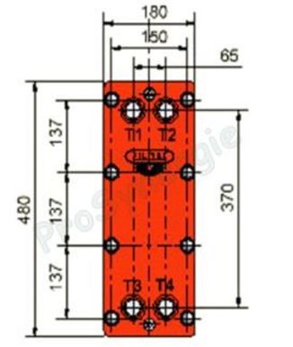 Echangeur Z2 16bars 1,598m² 47 plaques Inox démontables joint EPDM 140°C 15.3m3/h 4 x G 1´´F (HxLxP) 480x180x173,7mm - 31,19Kg