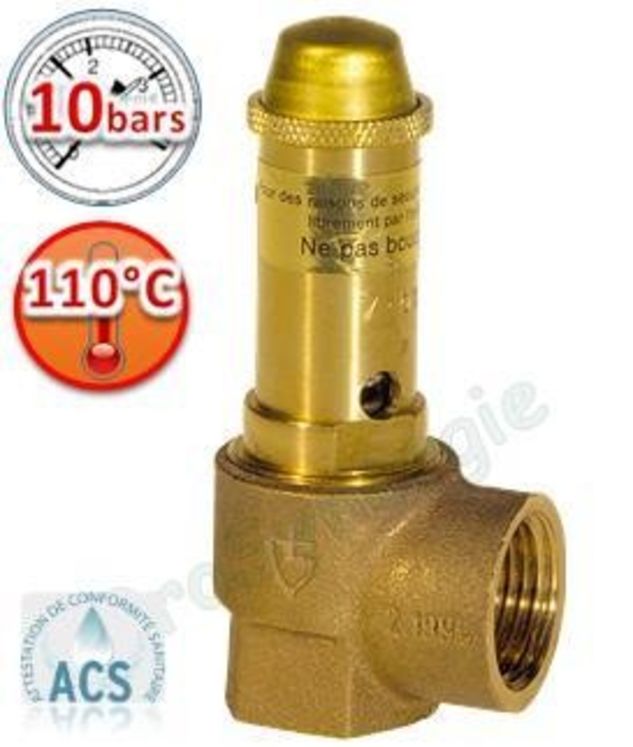 Soupape Sanitaire Bronze 10 bars (T°max = 110°C) - Joint NBR - Ø 1´´