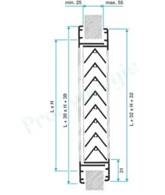 Grille de transfert d´air à ailettes fixes