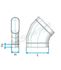 CHO 45 - Coude 45 ° Horizontal Galva Oblong