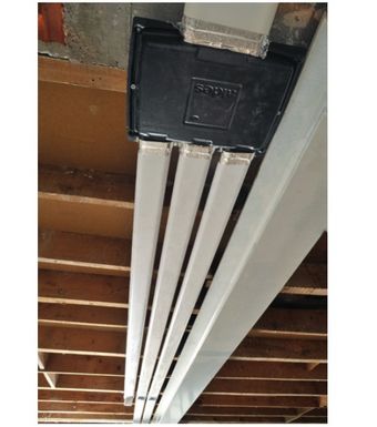 Caisson de répartition pour Minigaine - 1 piquage 60x200mm (équivalent Ø125mm) et 3 piquages 40x100mm (équivalent Ø80mm)