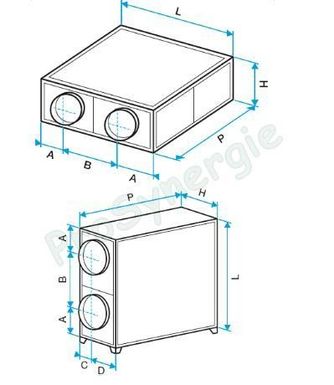 Centrale Double Flux DFS 1500 - Avec Bypass - Horizontal - Pilot BA