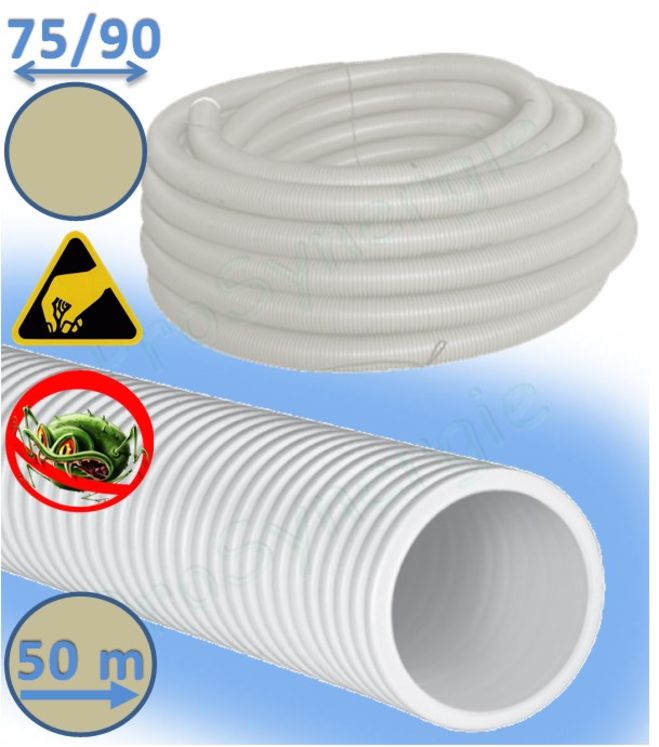 Conduit de ventilation lisse PEHD Ø75 ou 90mm - L = 50m - antistatique et antibactérien - Optiflex