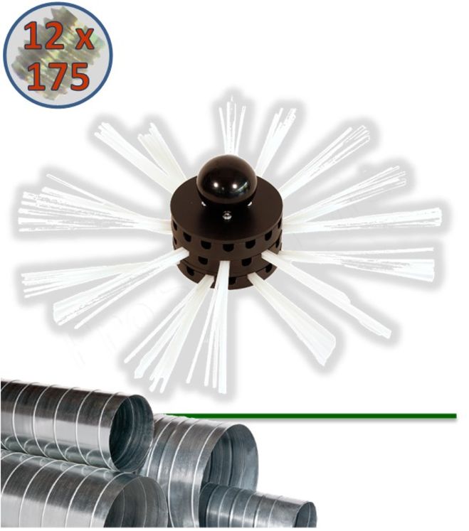 Brosse composable combinée dure Ø 1000/1200 mm pour entretien réseau ventilation Ø 1000 mm