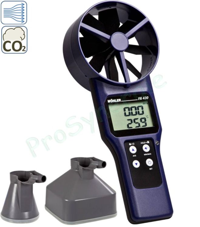 FA 430 - Thermo Anémomètre à hélice + Mesure CO2 - Avec ou sans cônes de mesure