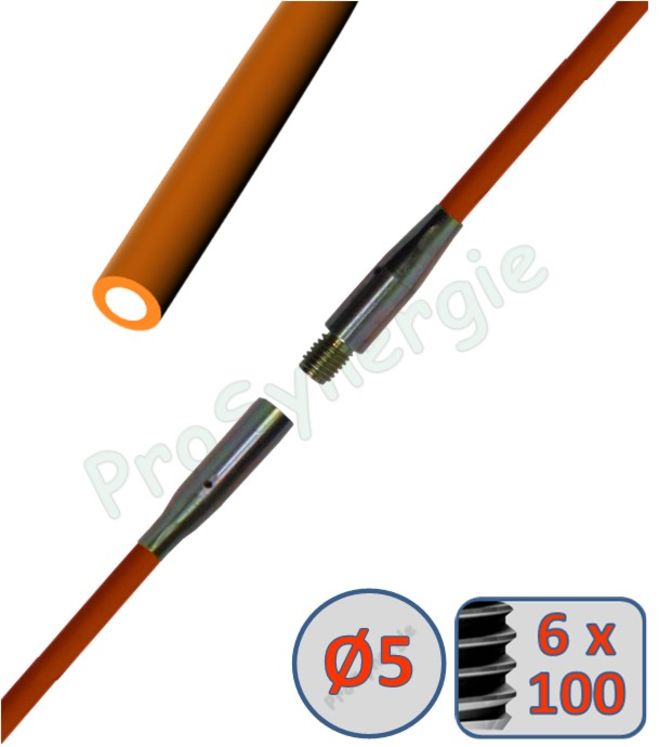 Canne orange Ø 5 mm - Longueur 0,5 m (6 x 100)