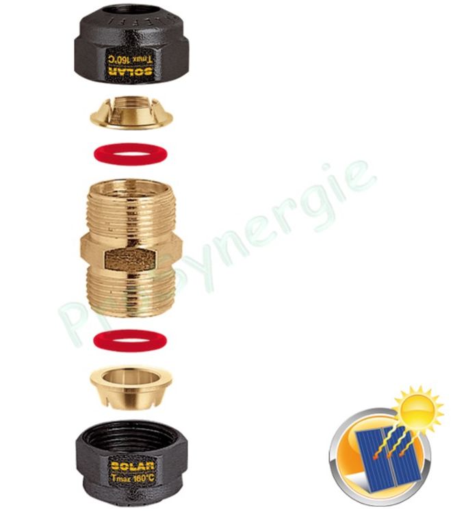 Manchon 3/4" M pour tube cuivre recuit ou écroui, laiton, acier doux et inox Ø 22 mm pour installation solaire
