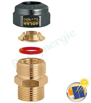 "Raccord laiton 3/4"" M pour tube cuivre recuit ou écroui, laiton, acier doux et inox Ø 22 mm pour installation solaire"