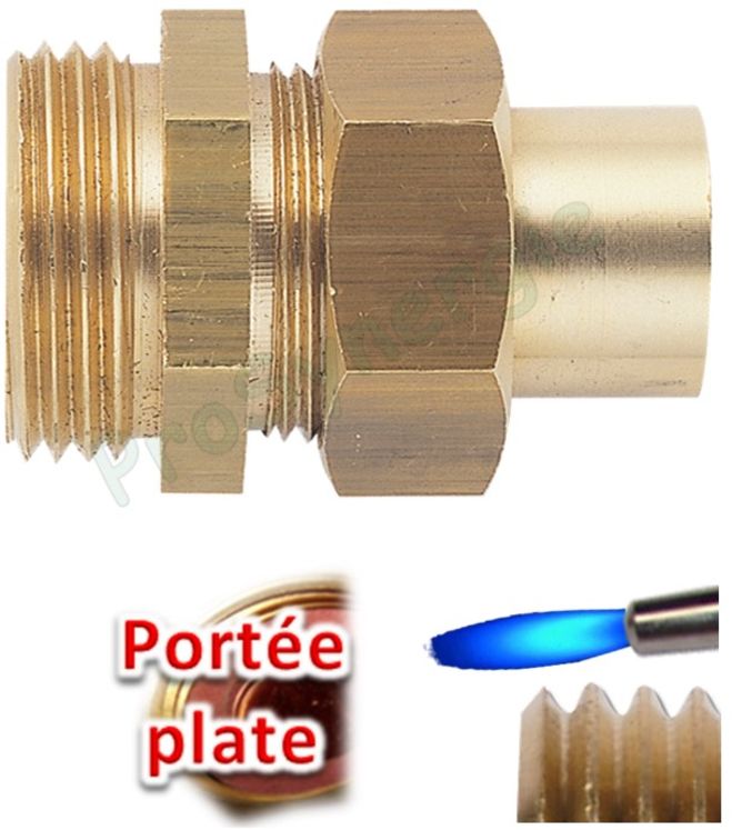 Union 3 pièces (joint plat) droit Visser M - Souder 331GC