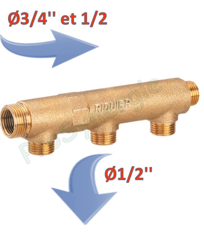 Collecteur ØM 3/4´´ & MF 1/2" - Départs à visser ØM 1/2´´