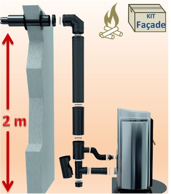 Kit raccordement façade BIOTEN Pellet concentrique - Øint/ext. 80/125 mm