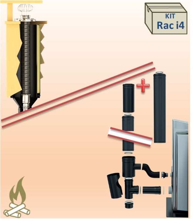 Kit raccordement plafond Pellet concentrique Ø 80/125 mm sur conduit isolé type Poujoulat Ø 280mm (rajouter flexible)