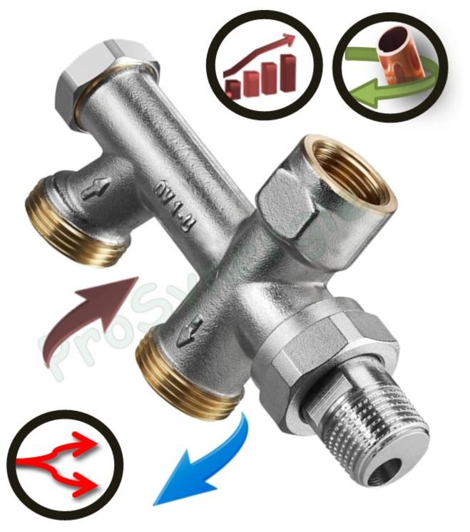 Distributeur monotube inversé ´´Uno´´ douille isolante avec arrêt & bypass progressif - Ø MF 1/2´´ (DN 15) - eurocône M 3/4´´