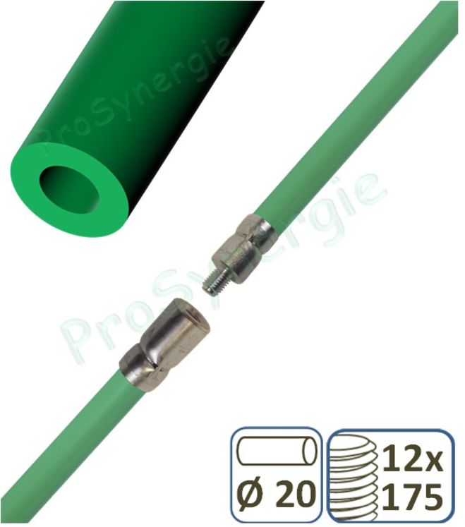 Canne de ramonage PPH verte ou noire - Ø 20 mm - Longueur 1 m (12 x175)