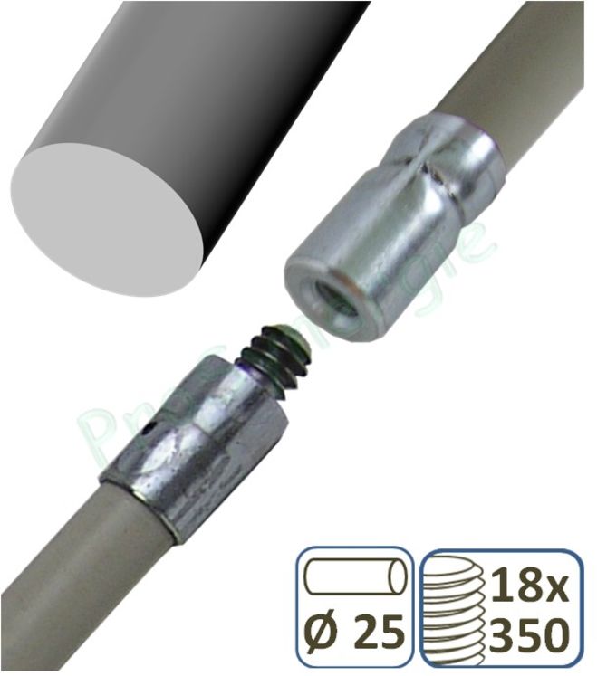 Canne de ramonage PPH  vide-ordures - Ø 25 mm - Longueur 1.5 m (18 X 350)