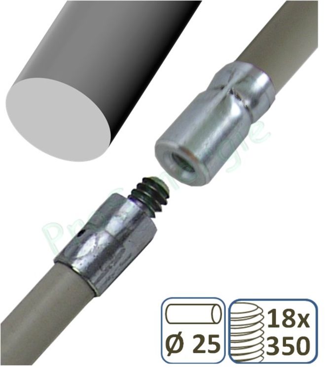 Canne de ramonage PPH  vide-ordures - Ø 25 mm - Longueur 1 m (18 X 350)